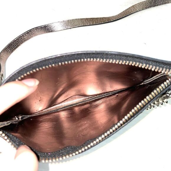 MK Michael Kors Black & Grey Monogram Pull Chain Belt Bag Mini Bag Purse - Picture 7 of 9